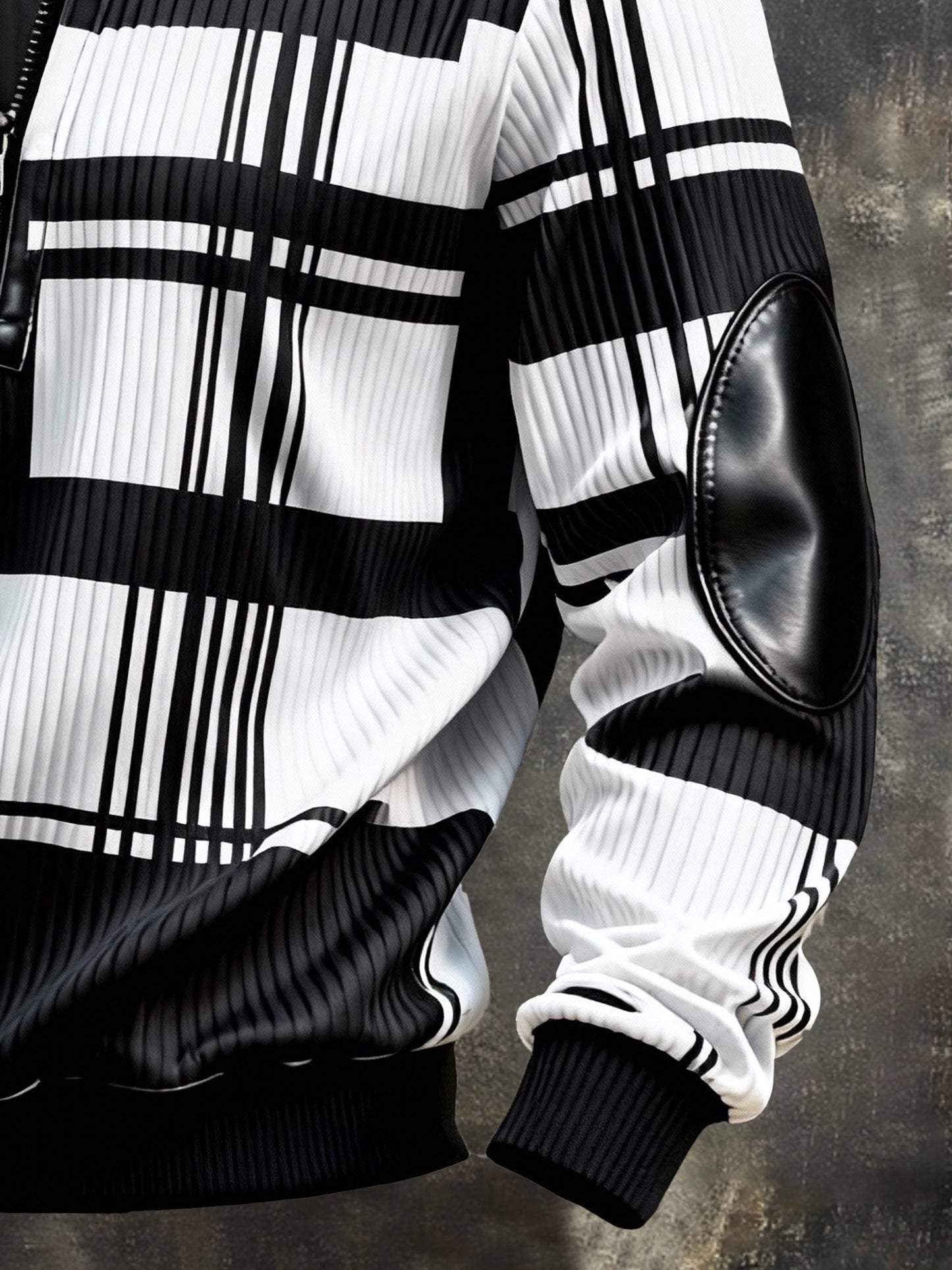 Men's Vintage Color-Block Printed Zip-Up Hoodie