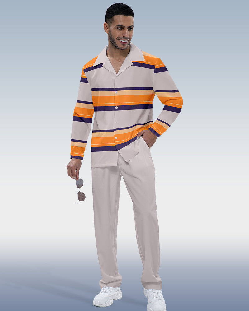Suitmens Men's Colorblock Long Sleeve Shirt Walking Set 212