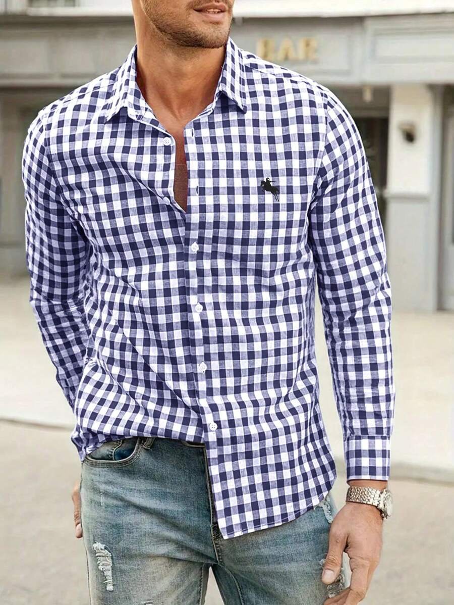Men's Street Style Business Casual Printed Long Sleeve Shirt