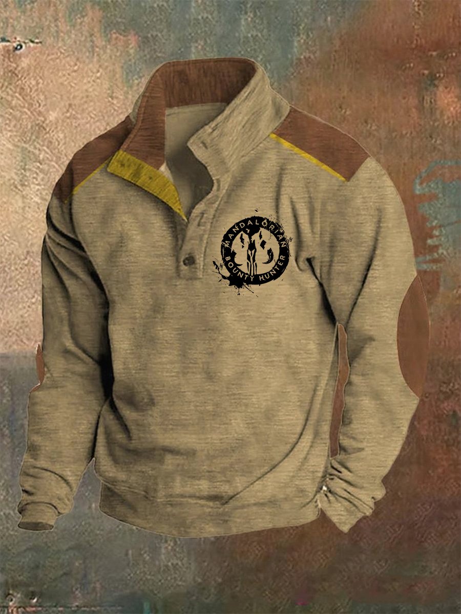 Men's Retro Polo Neck Button Sweatshirt