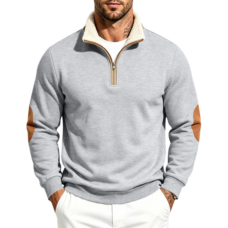 Men's Heavyweight Loose Fleece Lined Stand Collar Sherpa Sweatshirt
