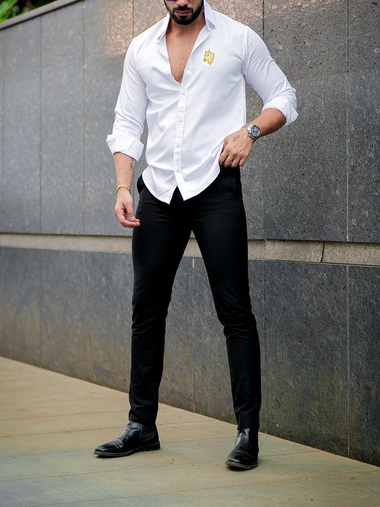 Men's Street Style Business Casual Printed Long Sleeve Shirt