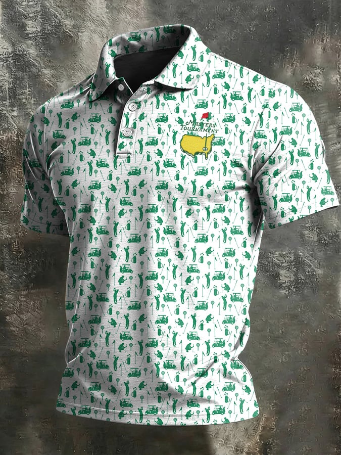 Men's Casual Golf-Print Polo Shirt