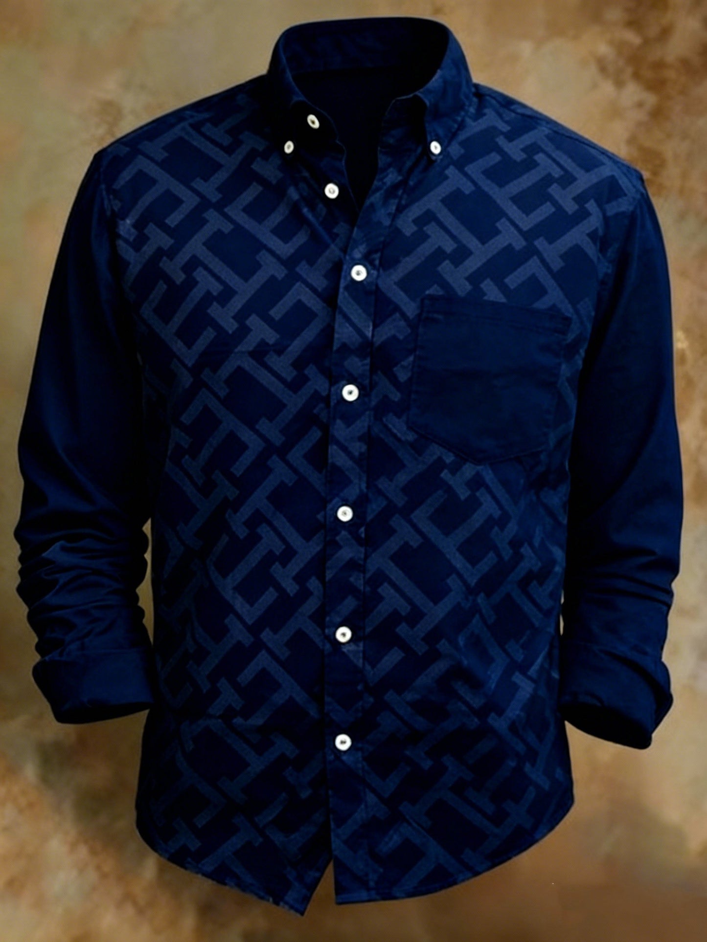 Men's Retro Pattern Print Shirt