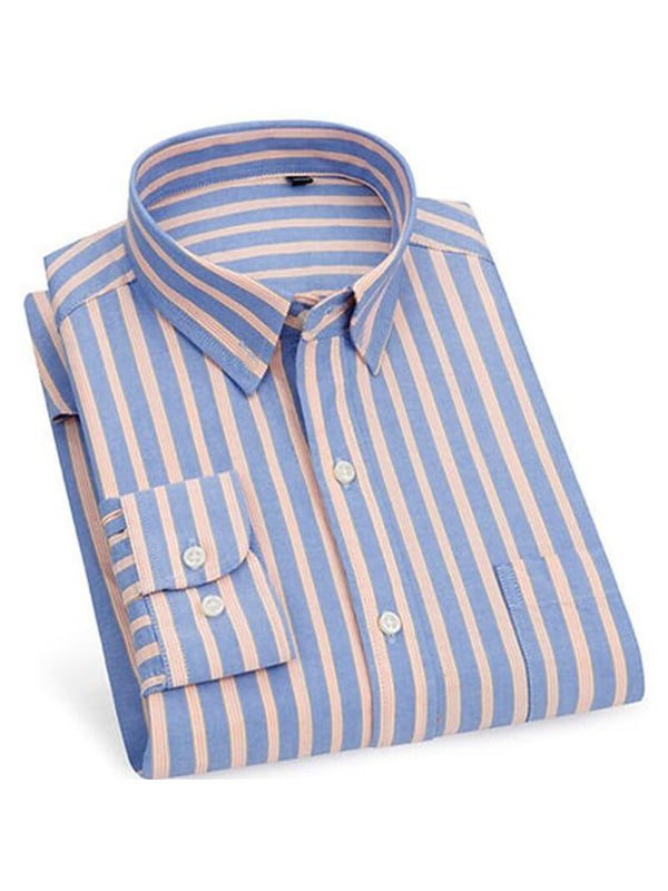 Men's Stripe Print Business Long Sleeve Shirt