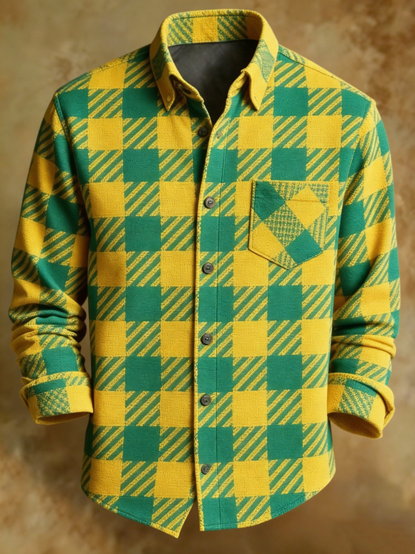 Men's Geometric Gradient Green Color Abstract Art Shirt