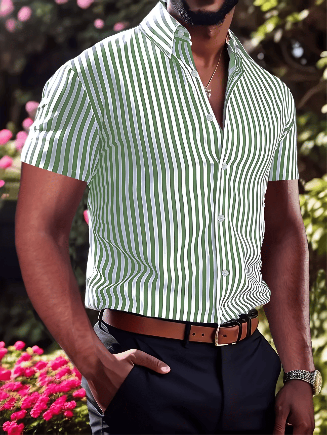 Men's Business Casual Button Short-sleeved Shirt