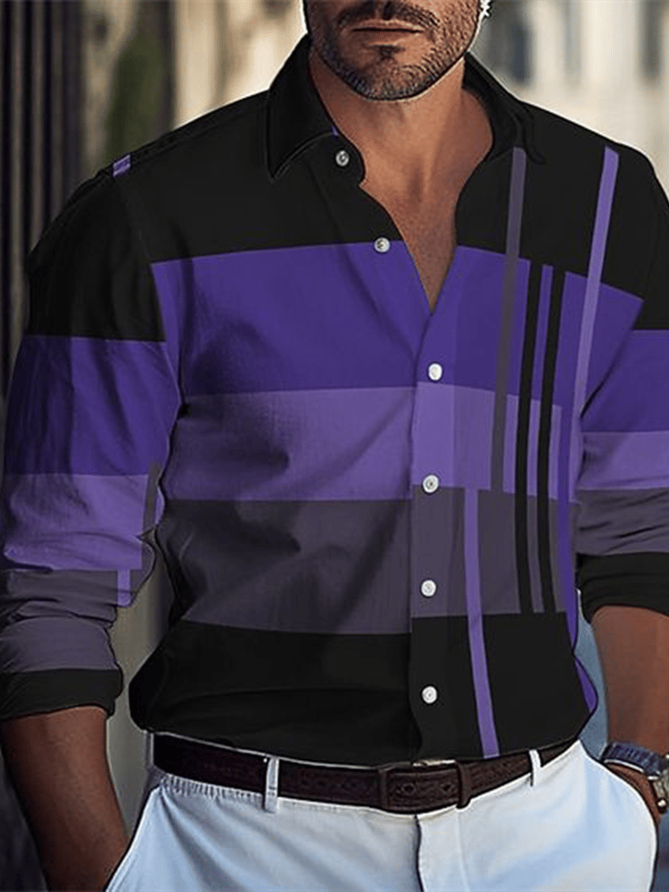Men's Plaid Business Long Sleeve Shirt