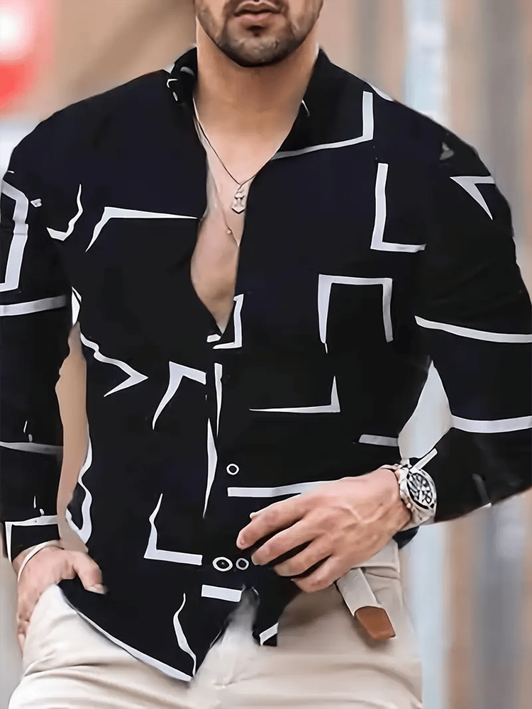 Men's Street Style Business Casual Printed Long Sleeve Shirt