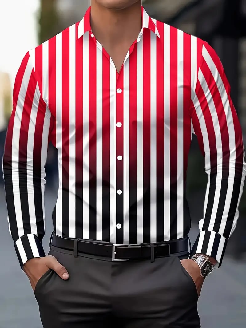 Men's Street Style Business Casual Printed Long Sleeve Shirt