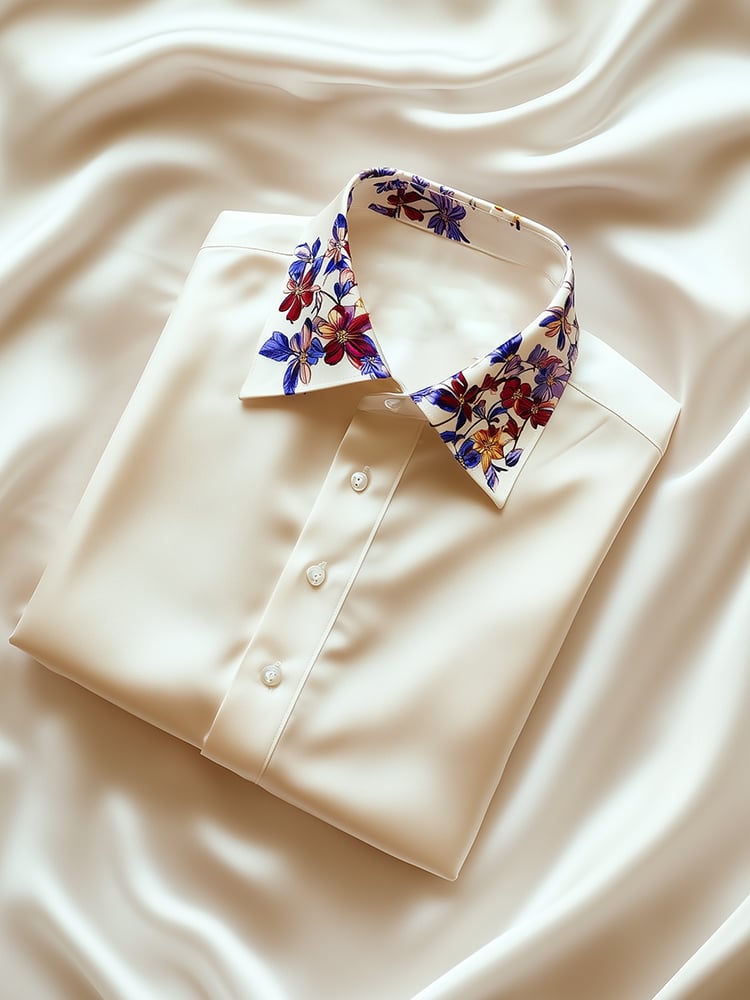 Men's Business Casual Floral Lapel Short Sleeve Shirt