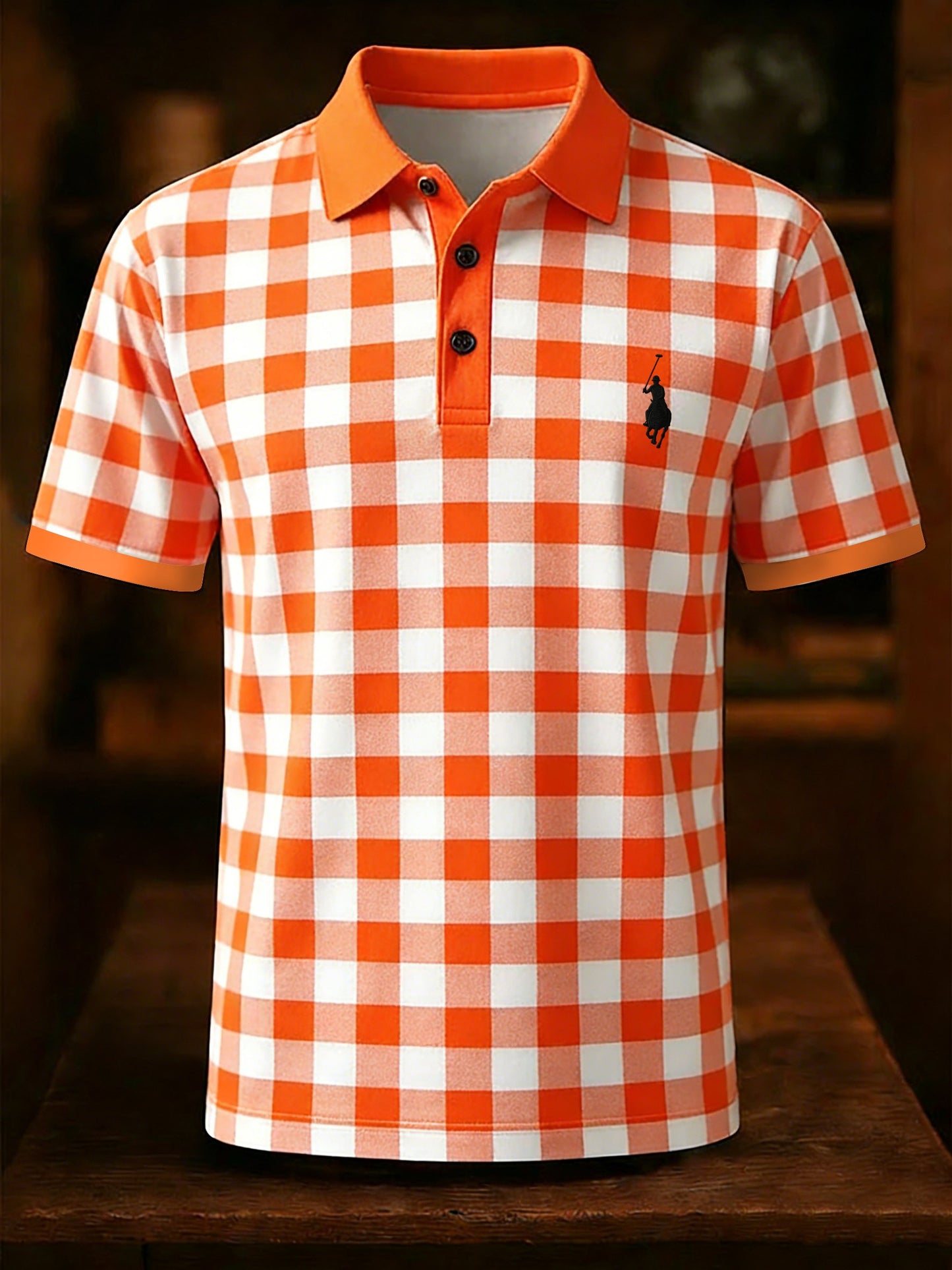 Men's Business Style Print Short Sleeved Polo Shirt