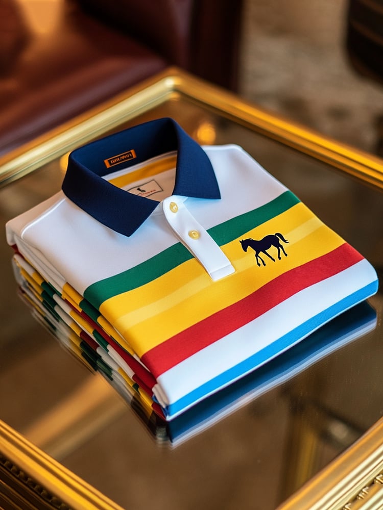 Men's Business Casual Button Short Sleeve Polo Shirt