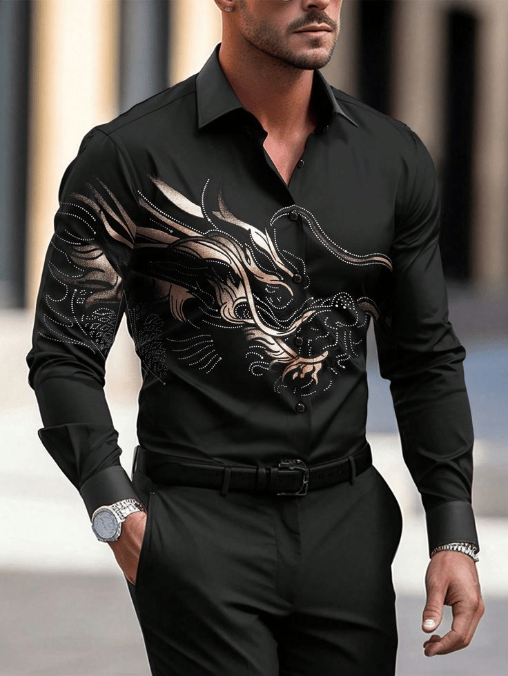 Men's Plaid Business Long Sleeve Shirt