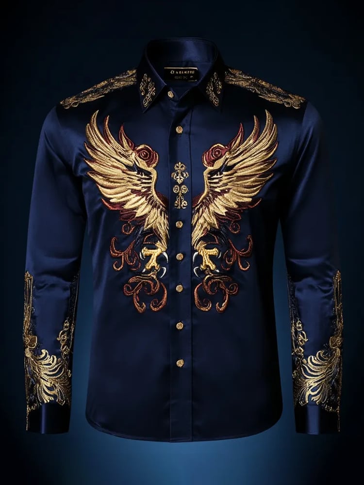 Men's Casual Abstract Printed Long Sleeve Shirt