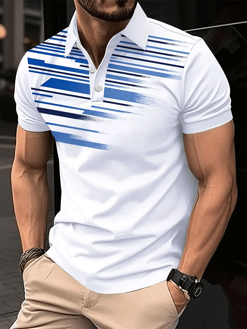 Men's Business Casual Striped Polo Shirt