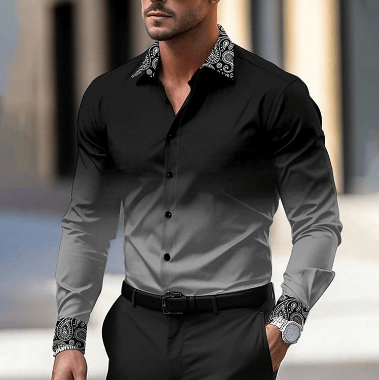 Men's Geometric Design Business Casual Shirt