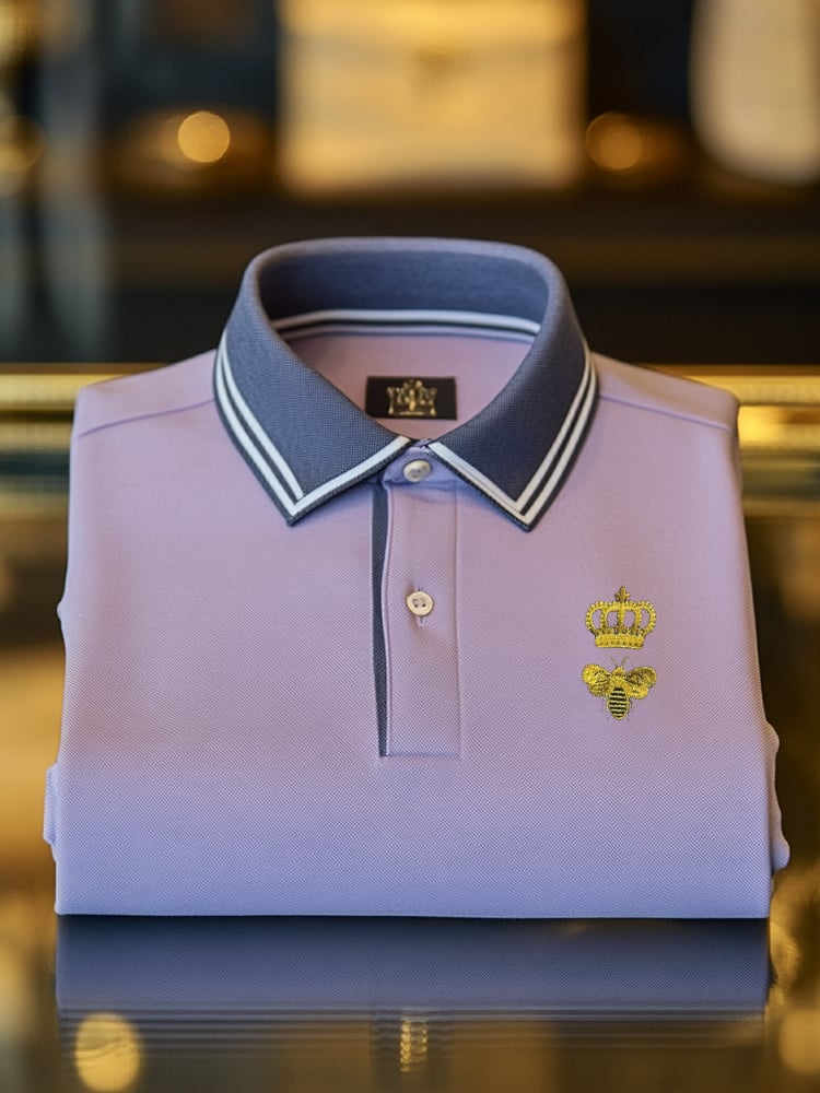 Men's Classic Business Check Button Short Sleeve Polo Shirt