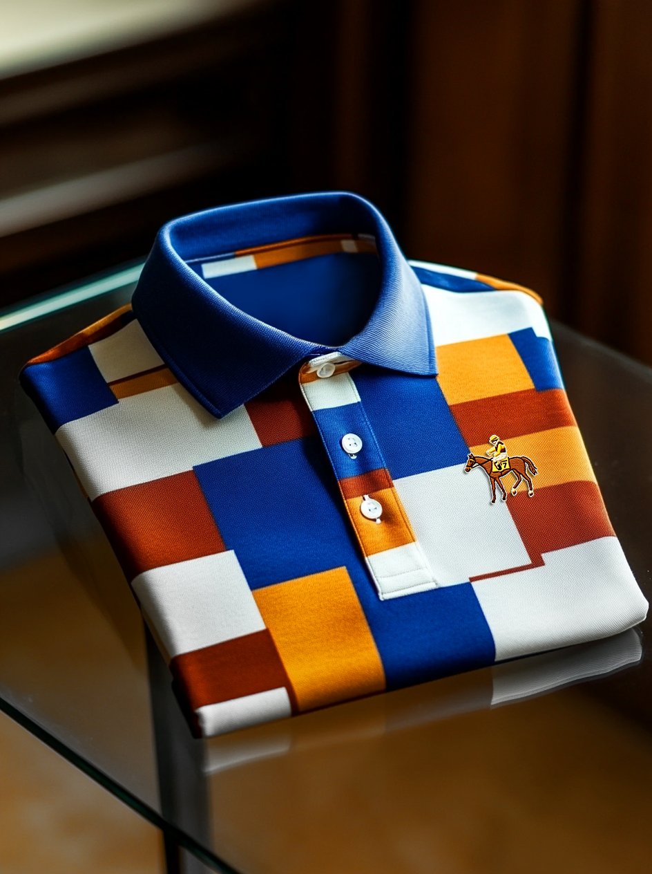 Men's Business Casual Artistic Button Short Sleeve Polo Shirt
