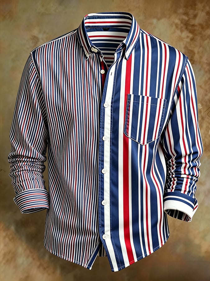 Men's Retro Abstract Art Print Comfortable Business Style Shirt