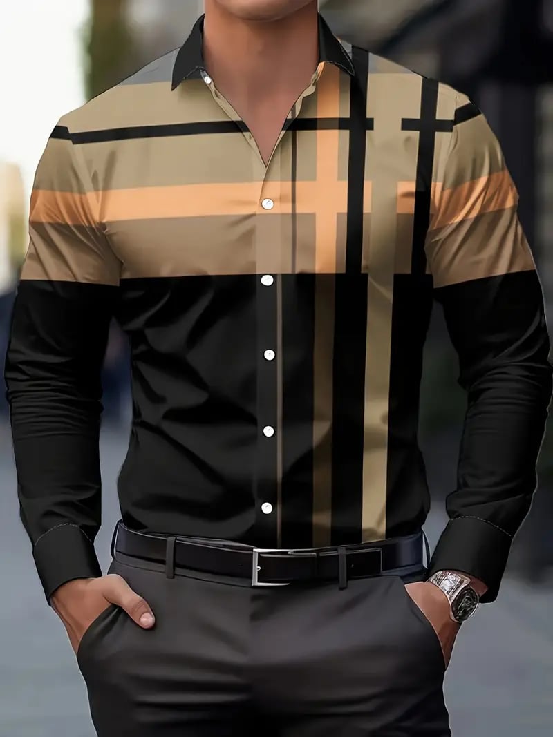 Men's Street Style Business Casual Printed Long Sleeve Shirt