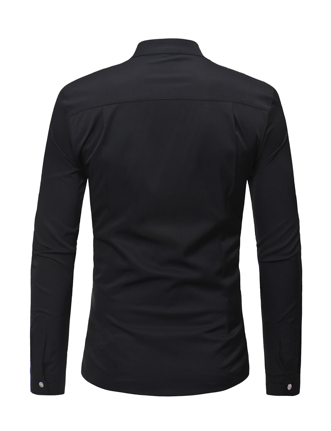 Men's Stand Collar Lace Solid Color Long Sleeve Tuxedo Dress Shirt