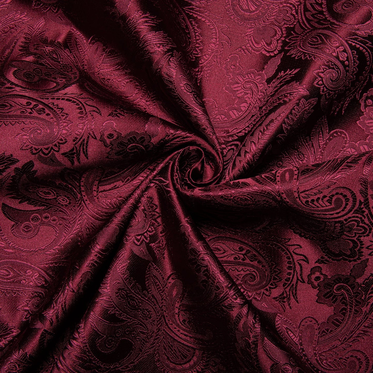 Men's Luxury Design Dark Red Paisley Long Sleeve Shirt