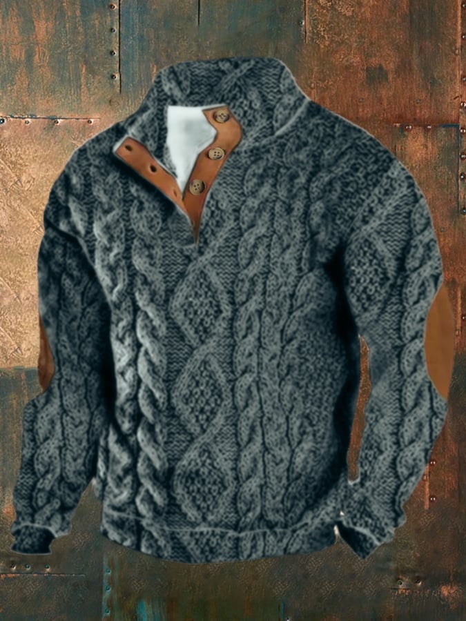Men'S Casual Printed Buttons Casual Sweatshirt