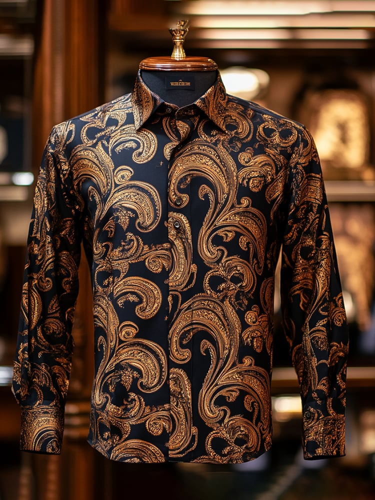 Men's Casual Abstract Printed Long Sleeve Shirt