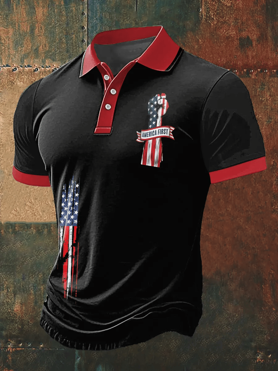 Men's America First Print Polo Shirt