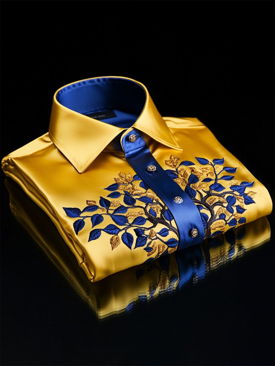 Men's Satin Luxe Long Sleeve Button Down Shirt