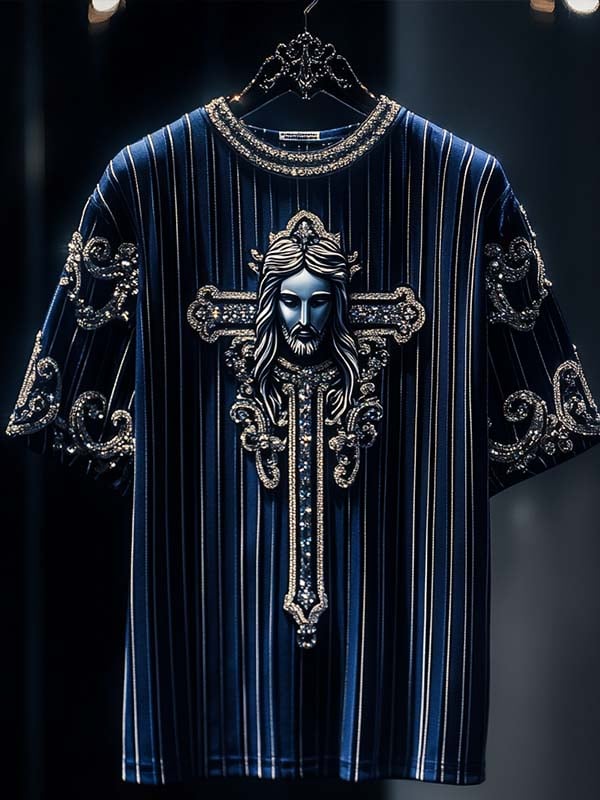 Men's Business Jesus Luxury Printed Cotton Short Sleeve T-Shirt