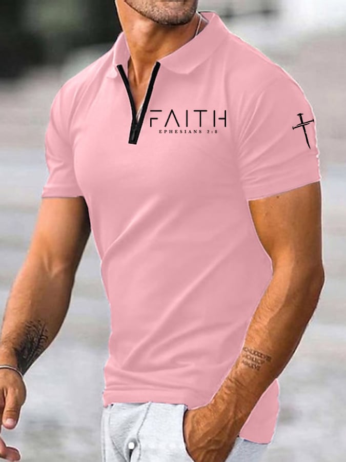 Men's Faith Print Polo Shirt