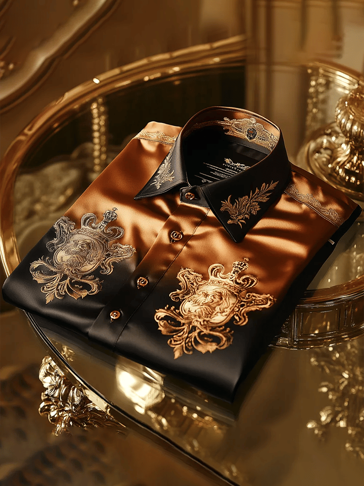Men's Satin Luxe Print Short Sleeve Button Shirt