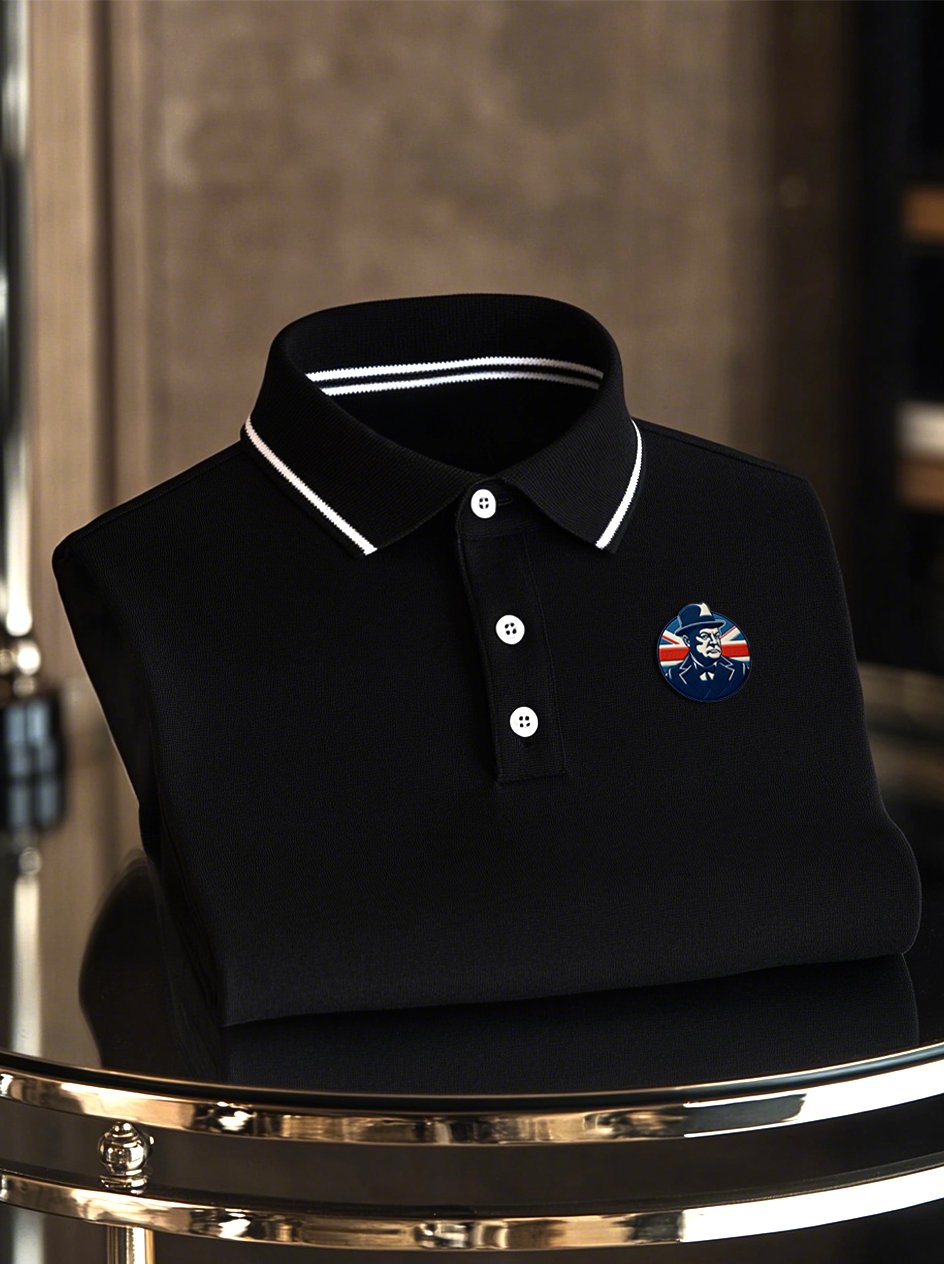 Men's Business Union Jack Casual Button Short Sleeve Polo Shirt