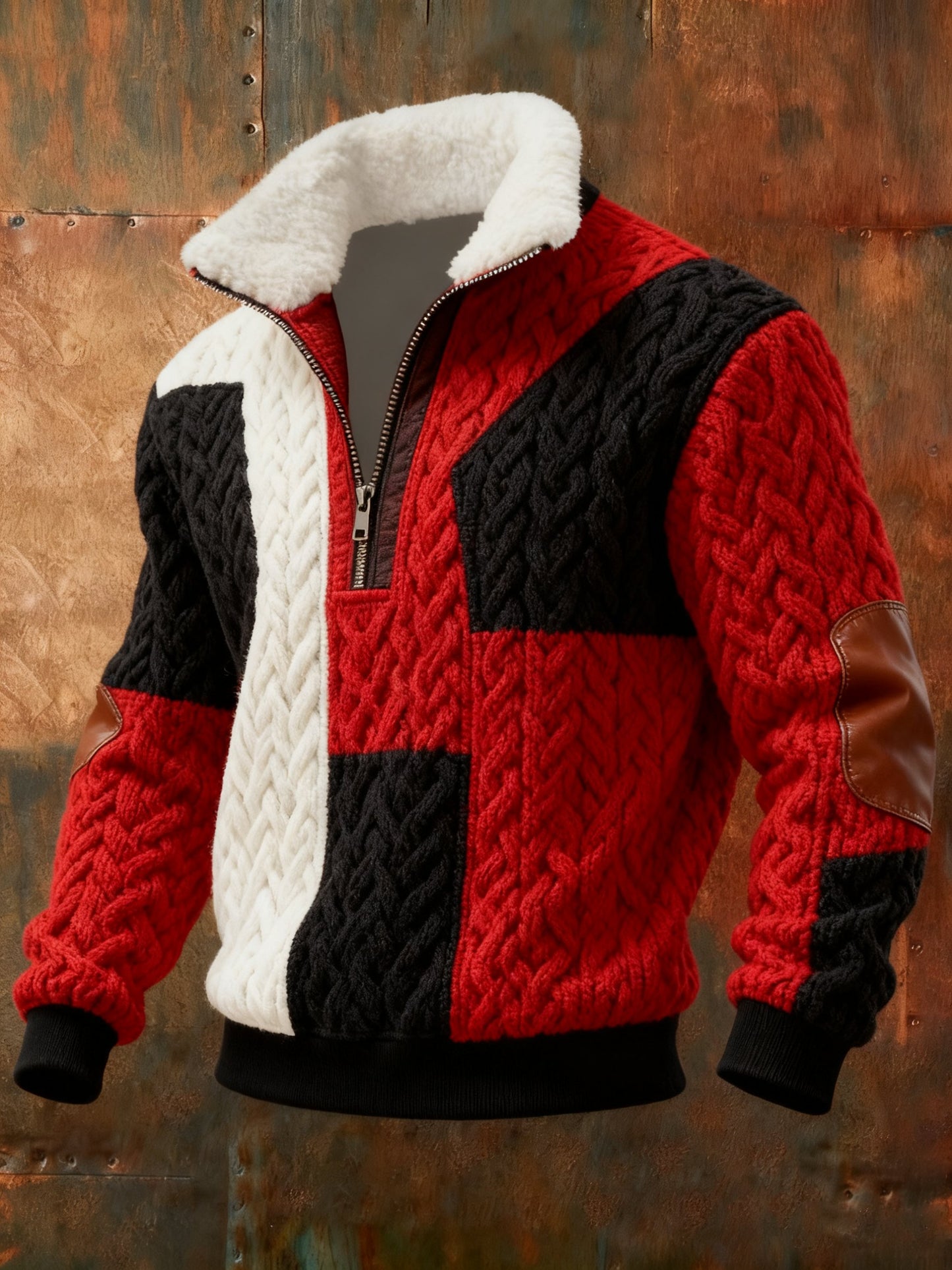 Men's Cable Textured Print Casual Sweatshirt
