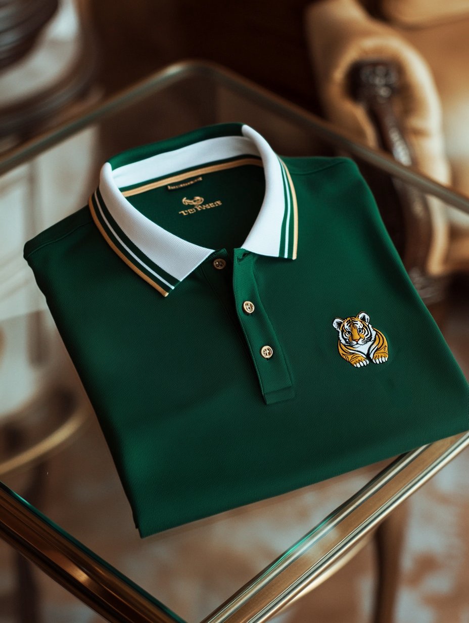 Men's Business Casual Cute Tiger Button Short Sleeve Polo Shirt