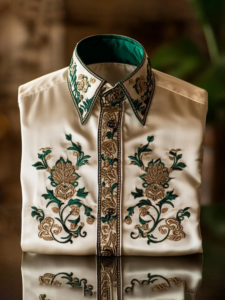 Men's Satin Luxe Long Sleeve Button Down Shirt