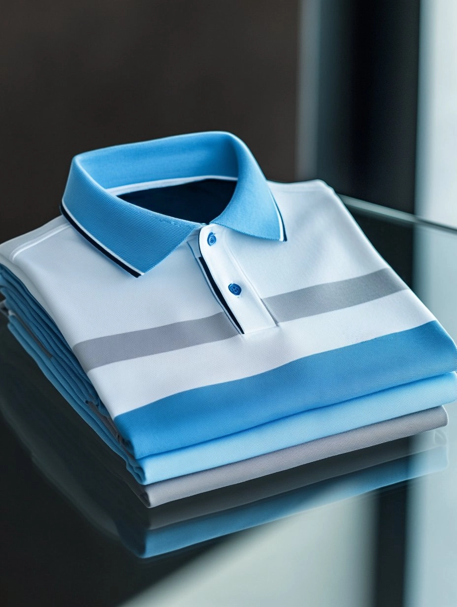 Men's Business Casual Striped Button Short Sleeve Polo Shirt
