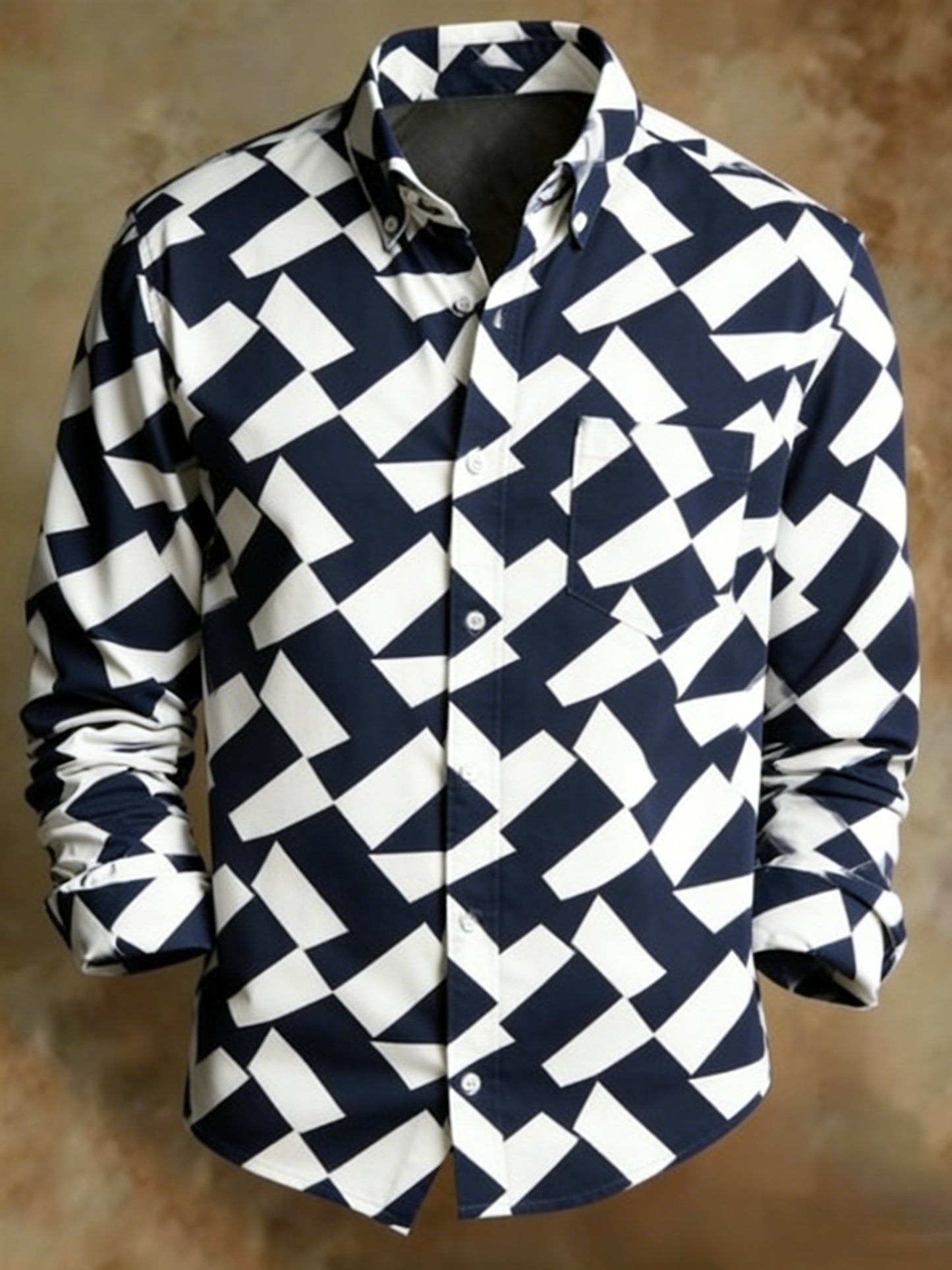 Men's Retro Abstract Art Print Pattern Business Style Shirt