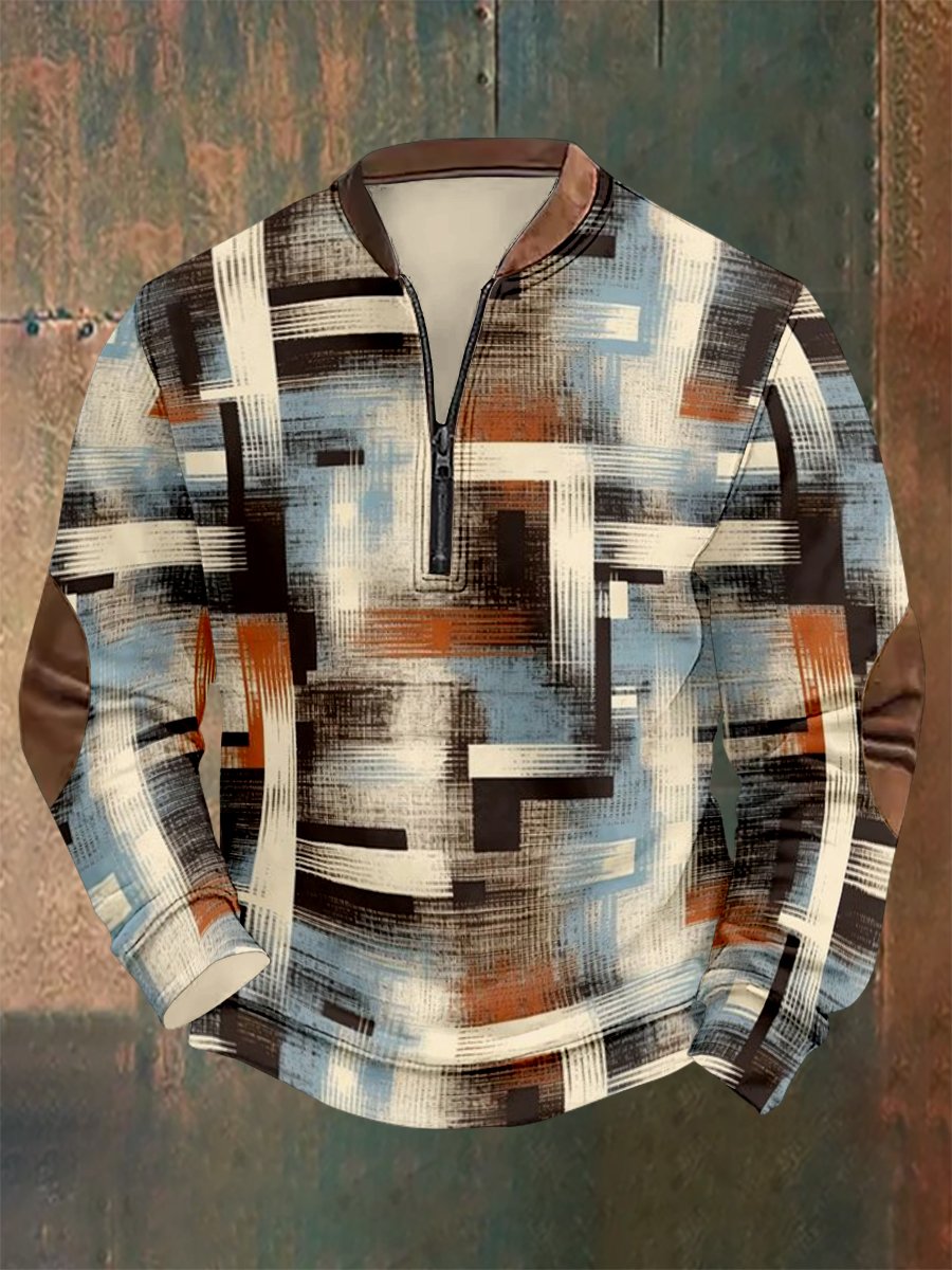 Men's Vintage Geometric Style Print Sweatshirt