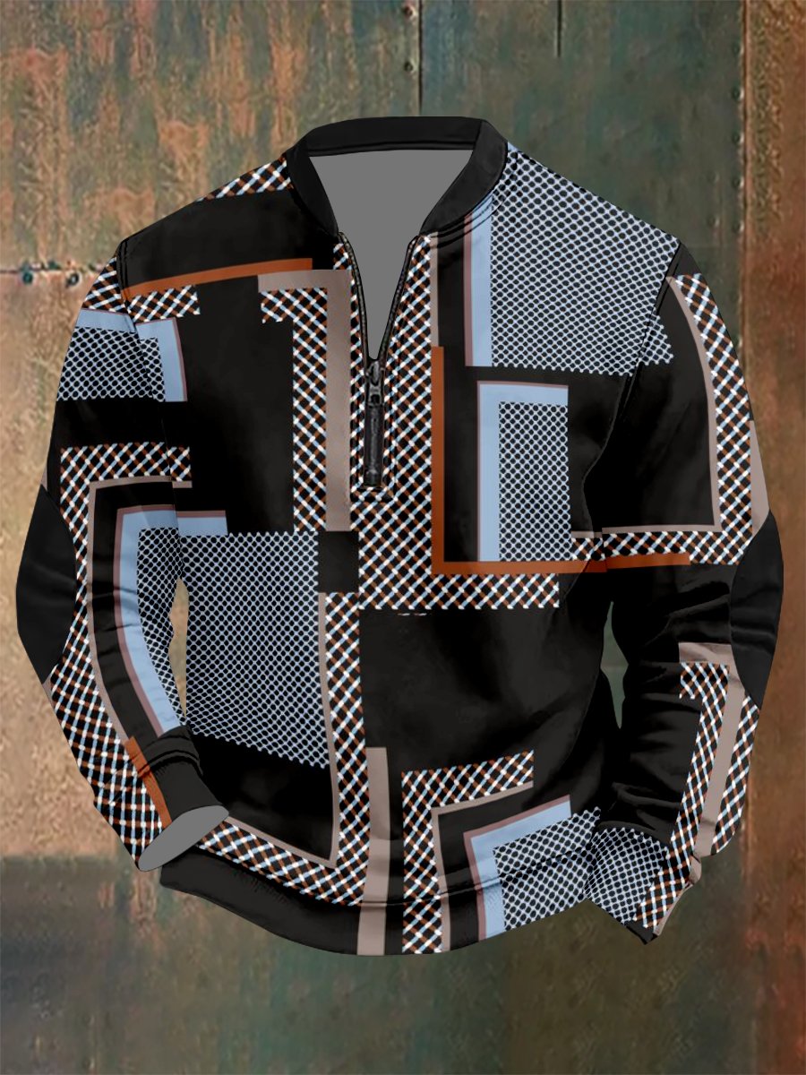 Men's Vintage Geometric Style Print Sweatshirt
