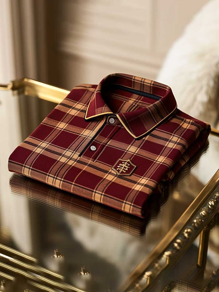 Men's Classic Business Logo Button Short Sleeve Polo Shirt