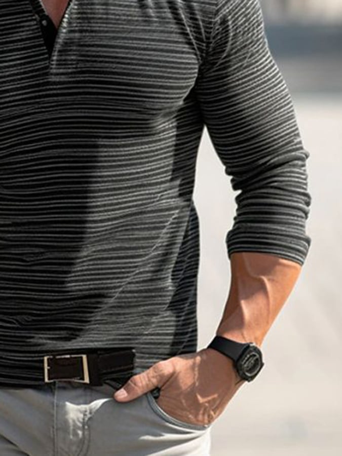 Casual Fashion Printed Long-Sleeved Polo Shirt