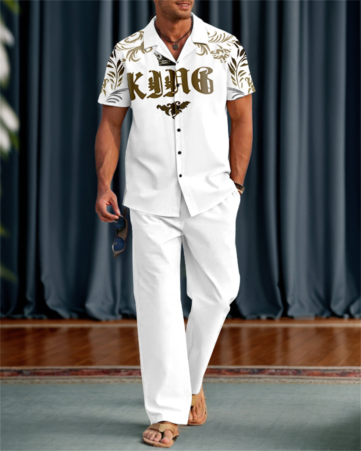 Rianmond Men's Classic Ornate Floral Pattern Walking Suit