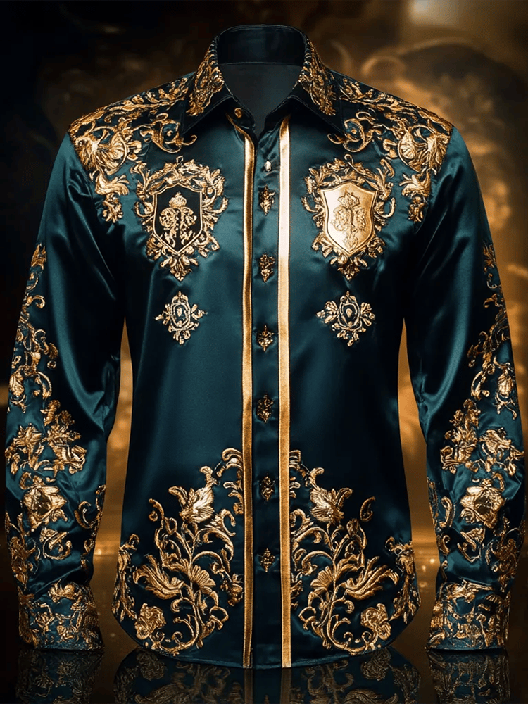Men's Satin Luxe Long Sleeve Button Down Shirt