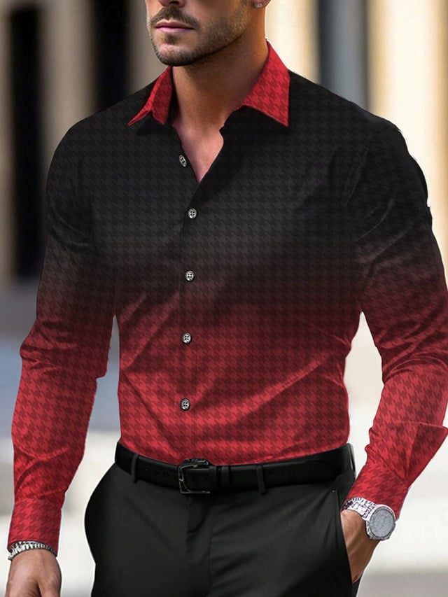 Men's Street Style Business Striped Printed Long Sleeve Shirt