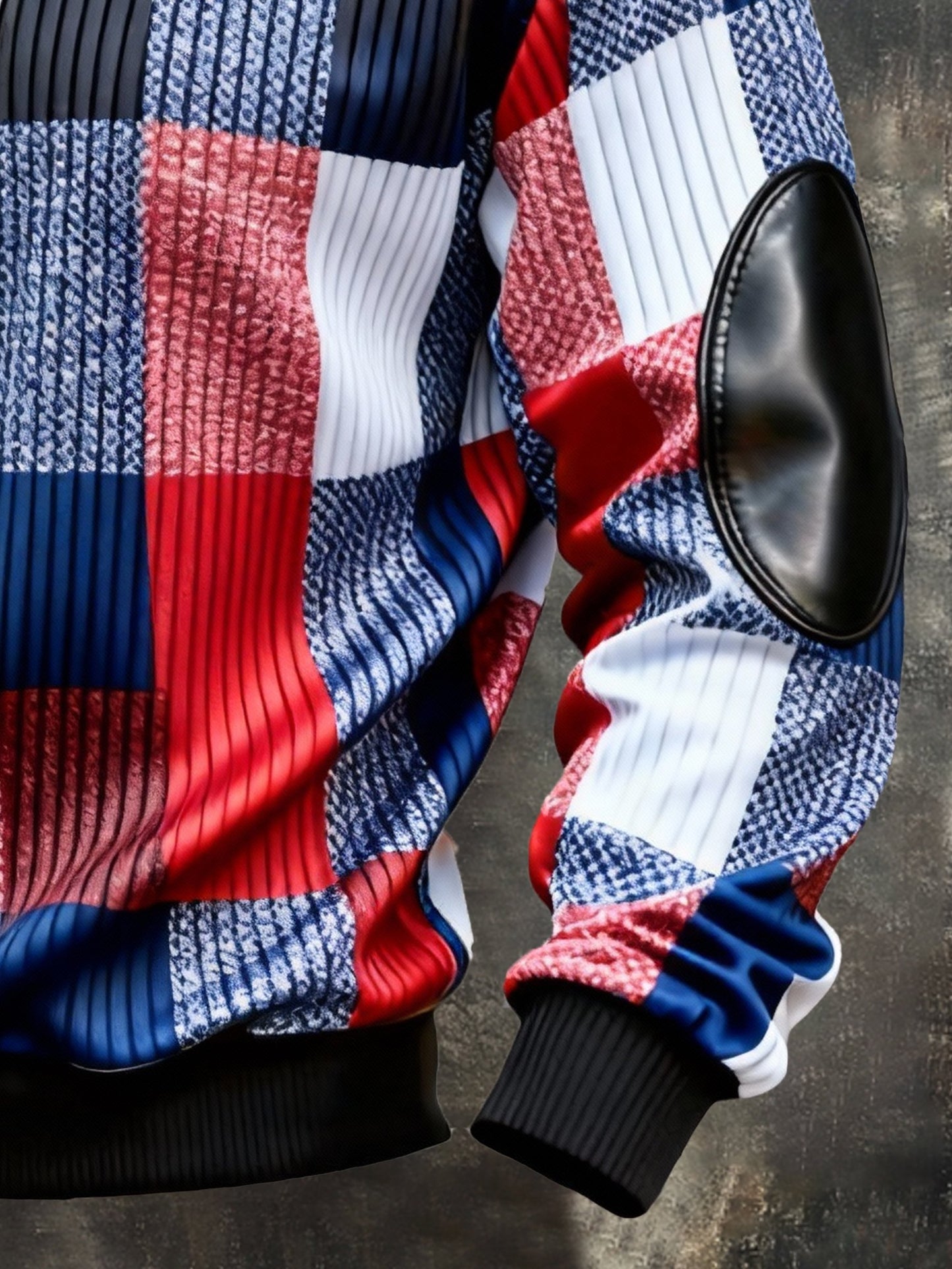 Men's Vintage Color-Block Printed Zip-Up Hoodie