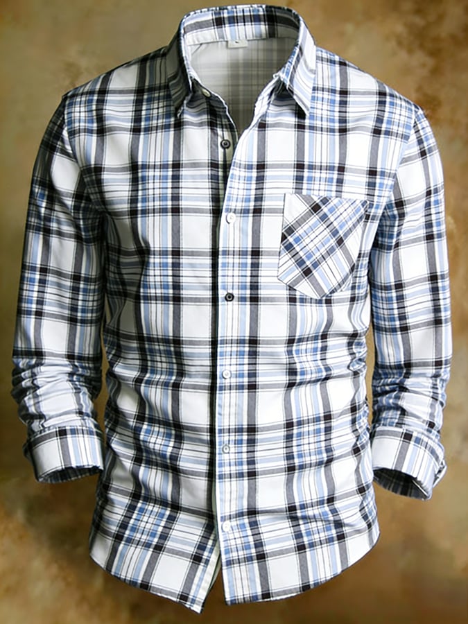 Men's Retro Abstract Art Print Comfortable Business Style Shirt