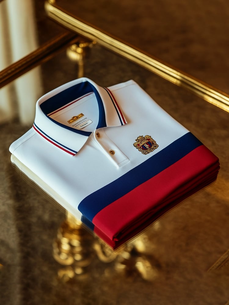 Men's Classic Business Logo Button Short Sleeve Polo Shirt